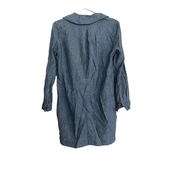 Free People Done Up In Denim Chambray Linen Coastal Cowgirl Shirt Dress SZ Small - Picture 3 of 5